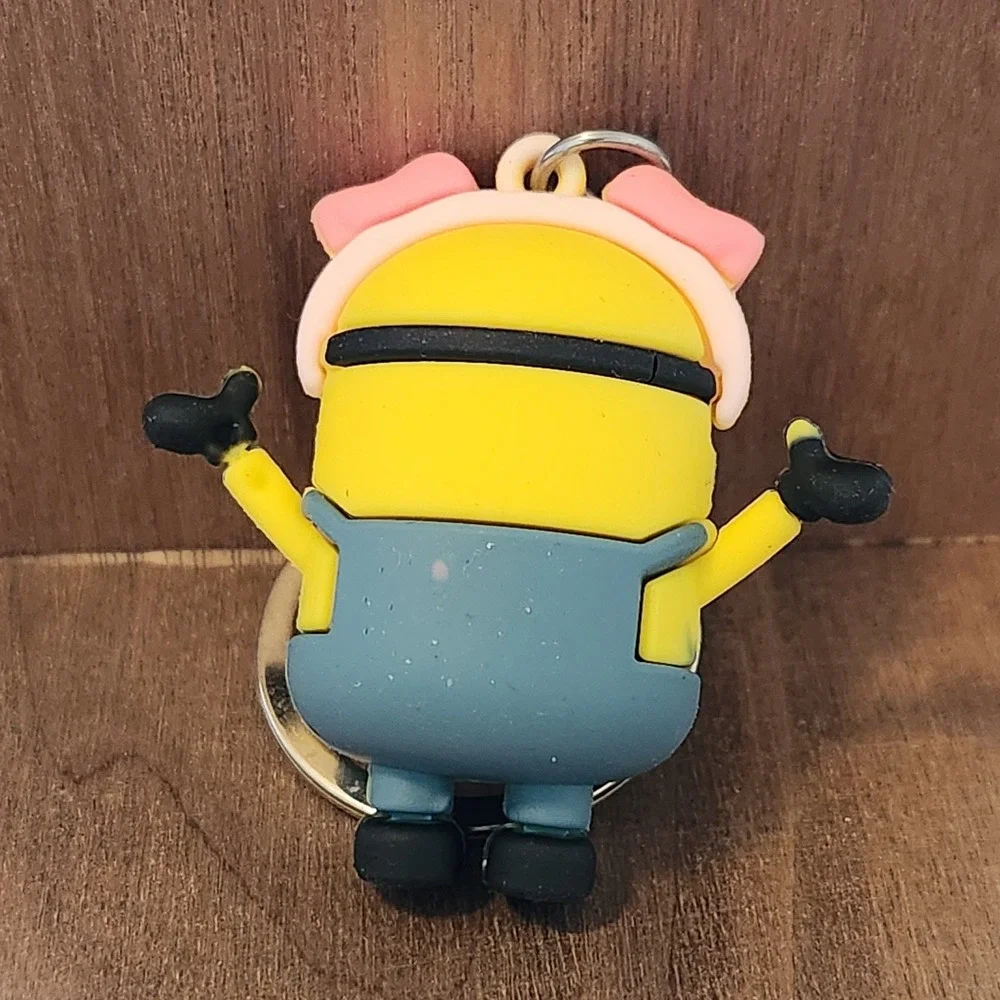 Despicable Me Minion Pig Headband Rubber Keychain 3D Figure Bag Charm Yellow